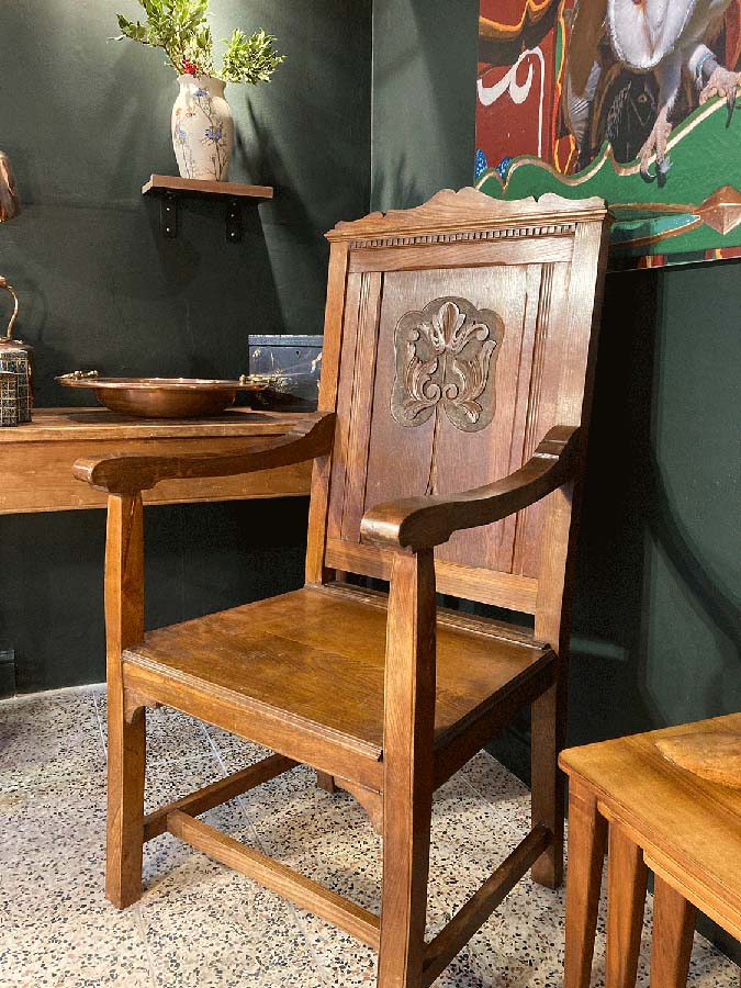 Art Nouveau Oak Hall Chair