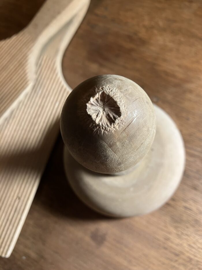 Antique hand-carved butter stamp and pats - Image 4