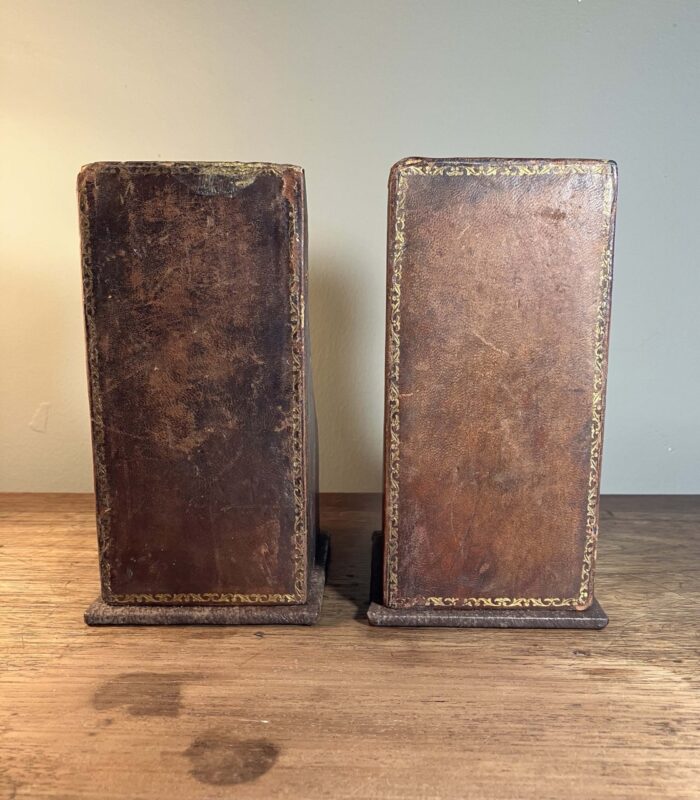 Antique leather tooled bookends - Image 2