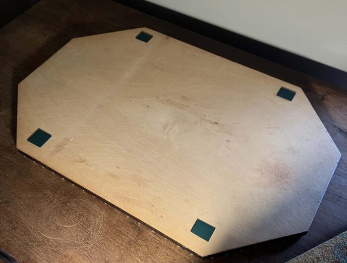 Vintage Spanish lacquered marquetry wood mosaic inlay tray - Image 4